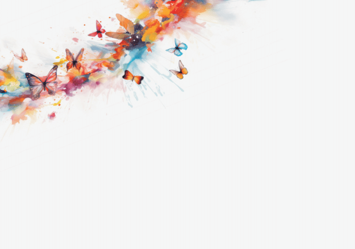 generative ai illustration of a white background with butterflies in watercolor style