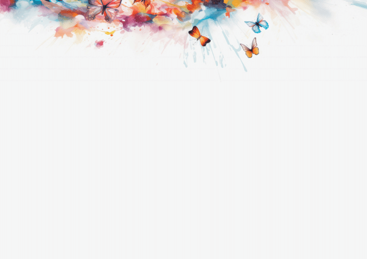 generative ai illustration of a white background with butterflies in watercolor style
