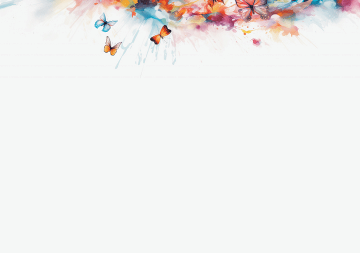 generative ai illustration of a white background with butterflies in watercolor style