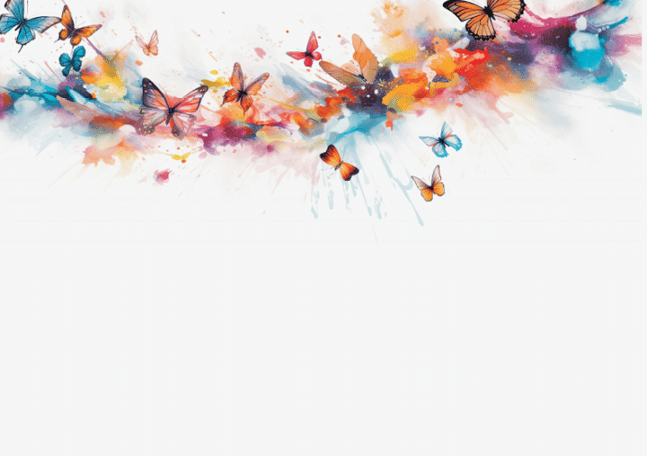 generative ai illustration of a white background with butterflies in watercolor style