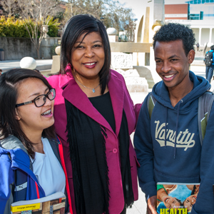 Dean Michele LeBleu-Burns with De Anza EOPS students